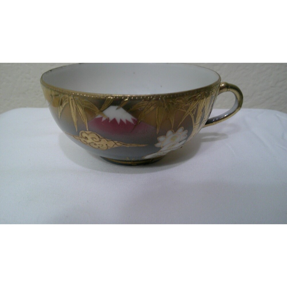 Vintage Tea Cup Gold Gild Lusterware Iridescent Mountain Scene JAPAN Bone China?